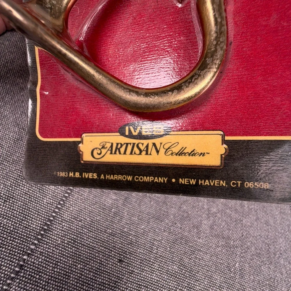 Vintage Solid Brass Coat Hat Hooks Set of 3 Made In USA IVES Artisan 1983